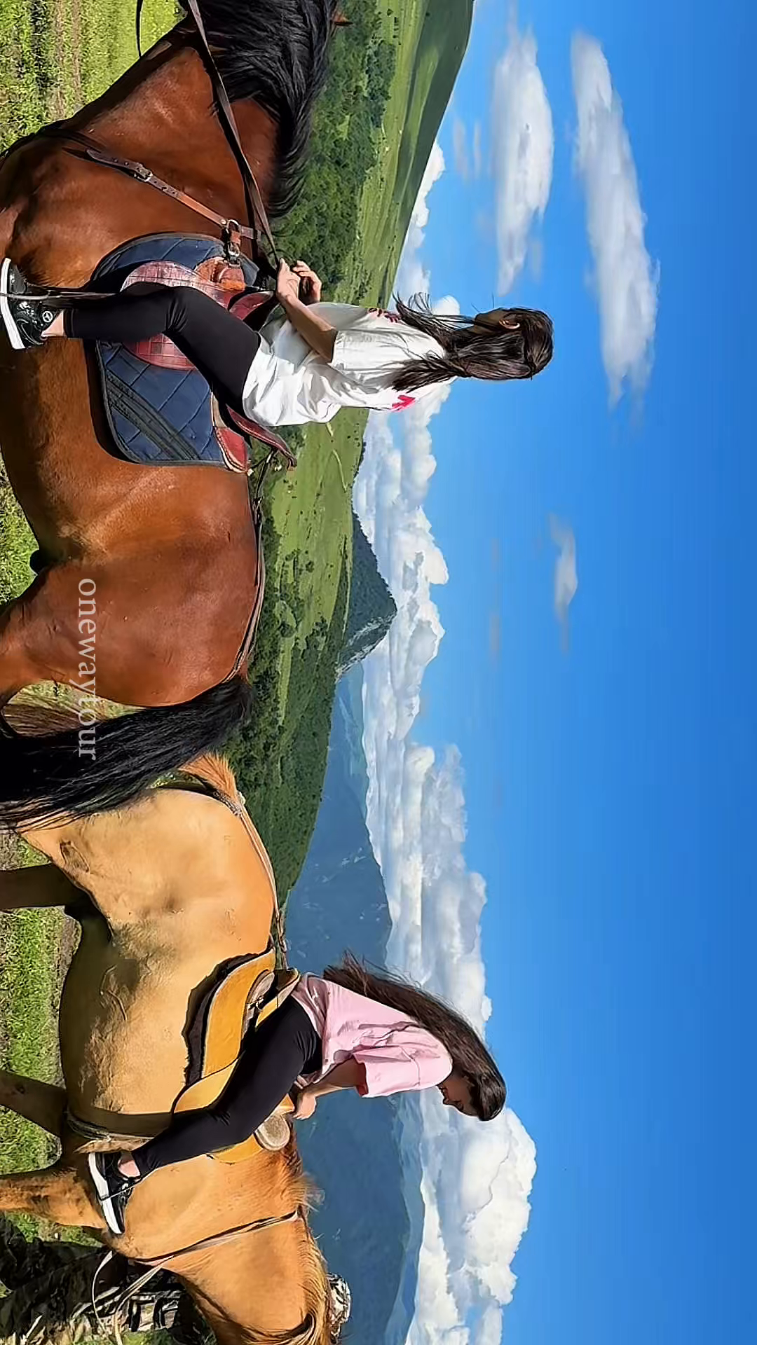 Horseback riding at the foot of Dimats Mountain